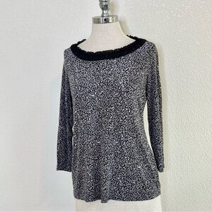 CITIKNITS Women’s XS Slinky‎ Leopard Print Boatneck Knit Top Made In USA